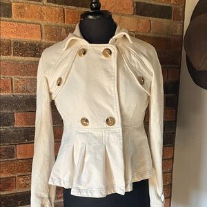 Allihop Cream Double Breasted Cotton‎ Sweater Jacket
